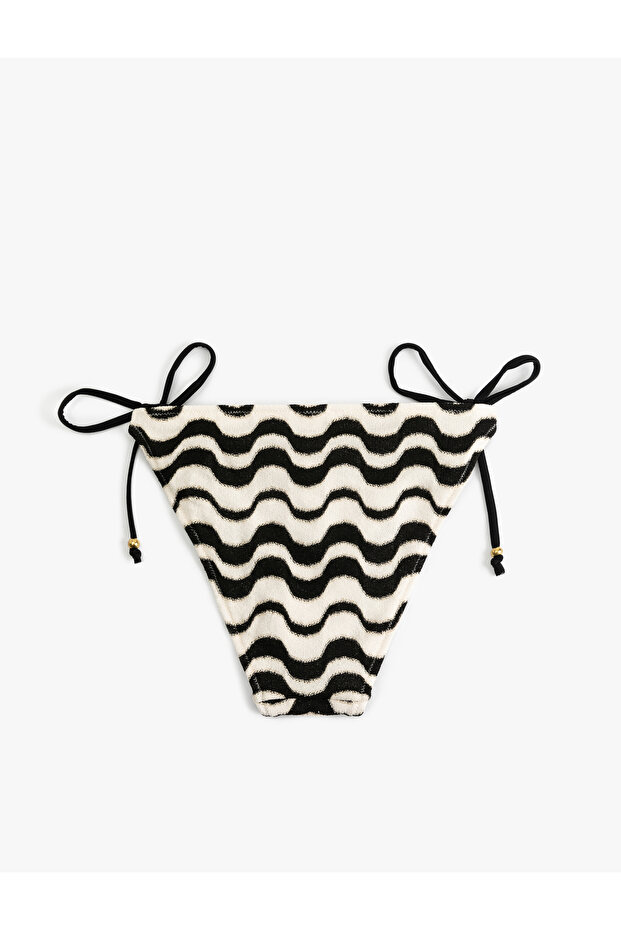 Waterway Patterned Glitter Bikini Bottom with Drawstring Sides - 2