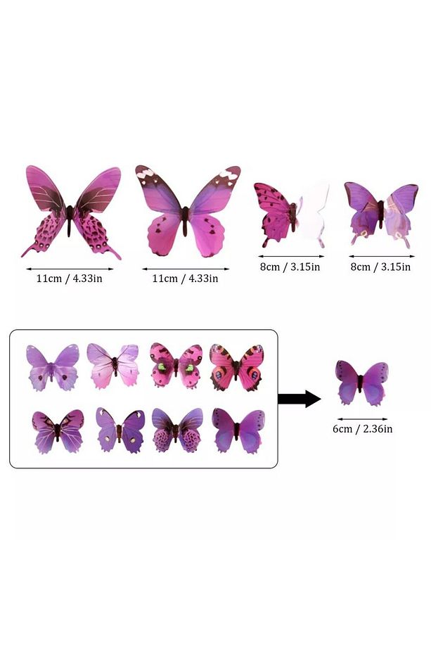 3d Pvc Kelebek Dekoratif 12 Adet - 3