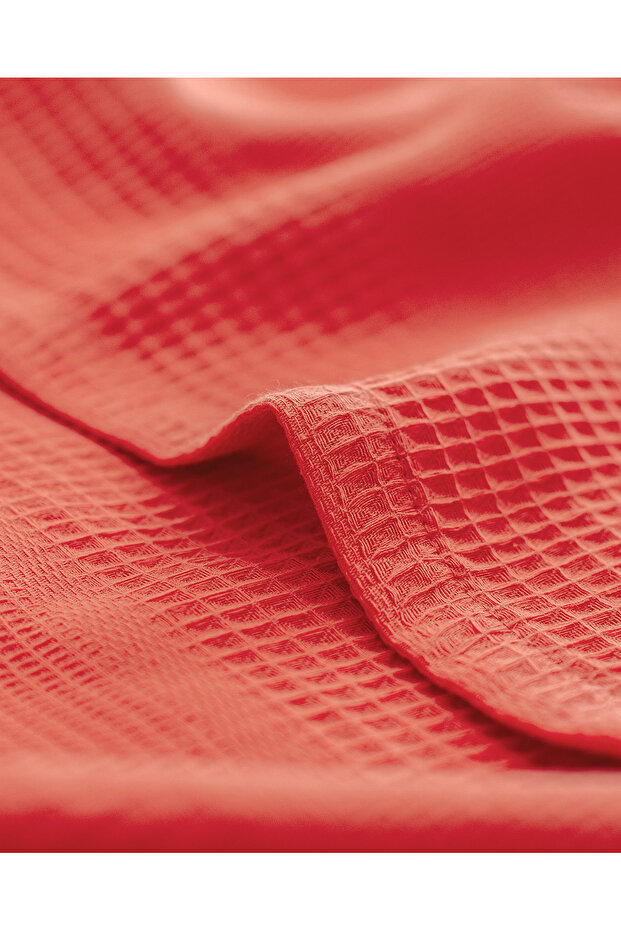 Mathilda Tek Kişilik %100 Pamuk Karde Düz Pike - Mercan - 4