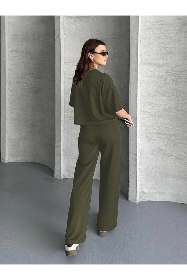 Kadın Trend Yazlık Haki Oversize Rahat Kesim Eşofman Takımı - 1