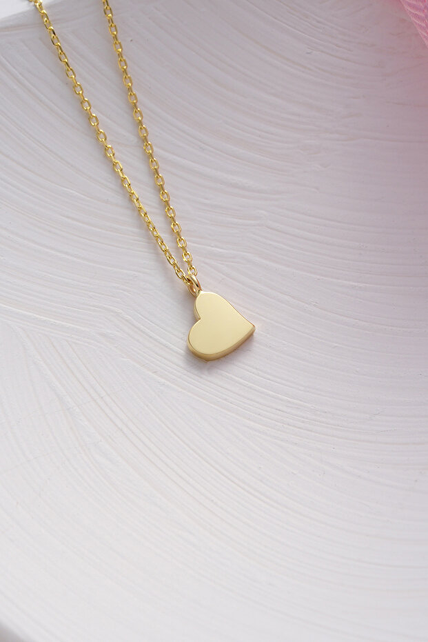 14 Ayar Minimal Kalp Altın Kolye - 1