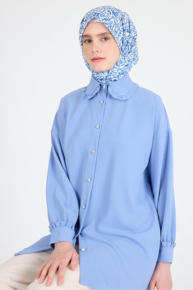 وشاح منقوش باللون الأزرق 3012 - 2