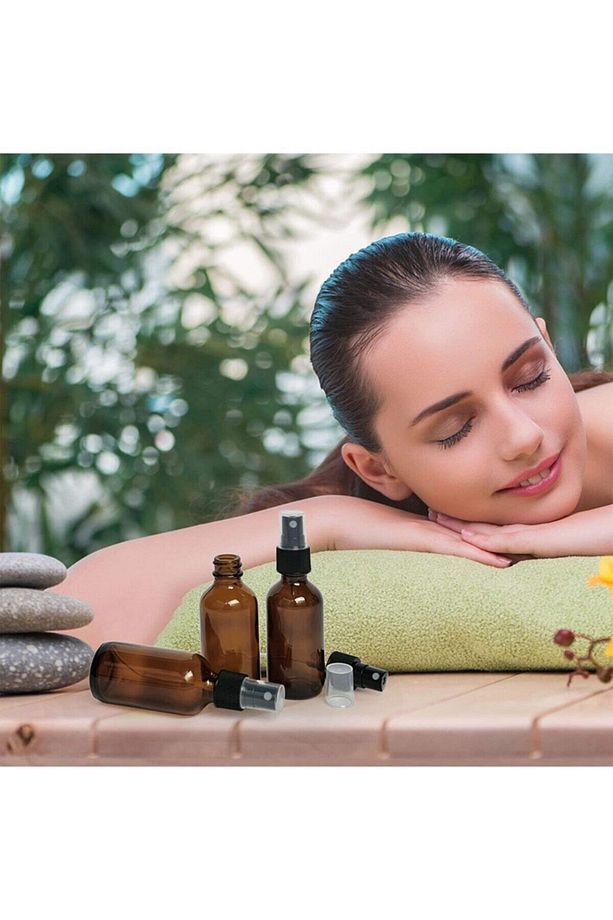 Amber CamSprey Şişesi-siyah Kapak– Cam Fısfıs Şişe-30 Ml- Aromaterapi kolonya Şişesi-10adet - 4