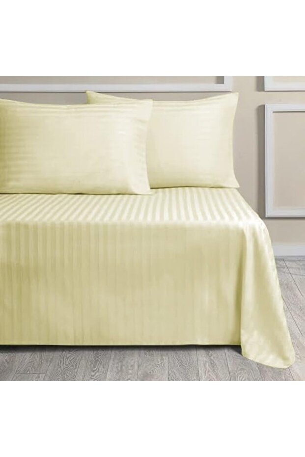 3Pcs King Size Fitted 300tc Cotton Bedsheet set - Cream