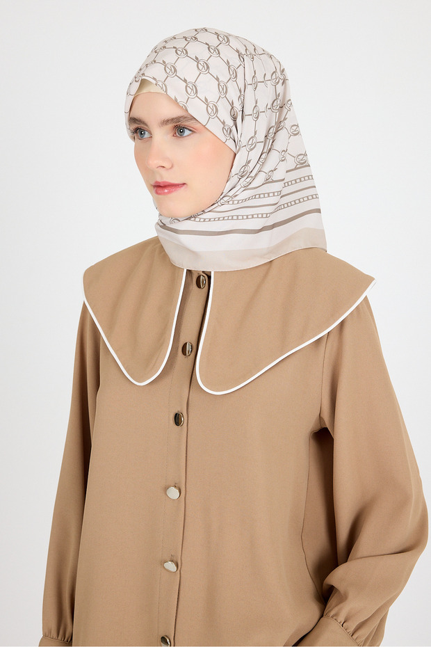 وشاح منقوش باللون البيج 3015 - 2