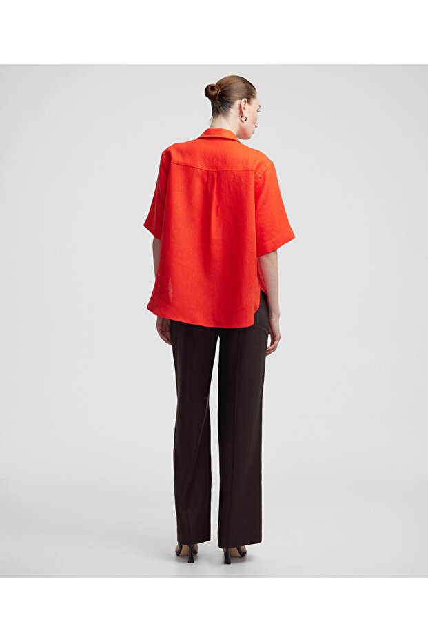 Keten oversize gömlek - 6