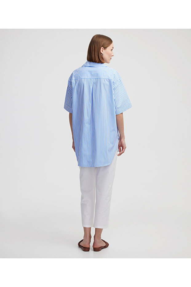 Çizgili oversize gömlek - 6