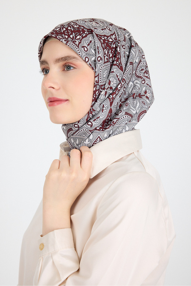 وشاح منقوش بنمط عرقي بني 3013 - 1