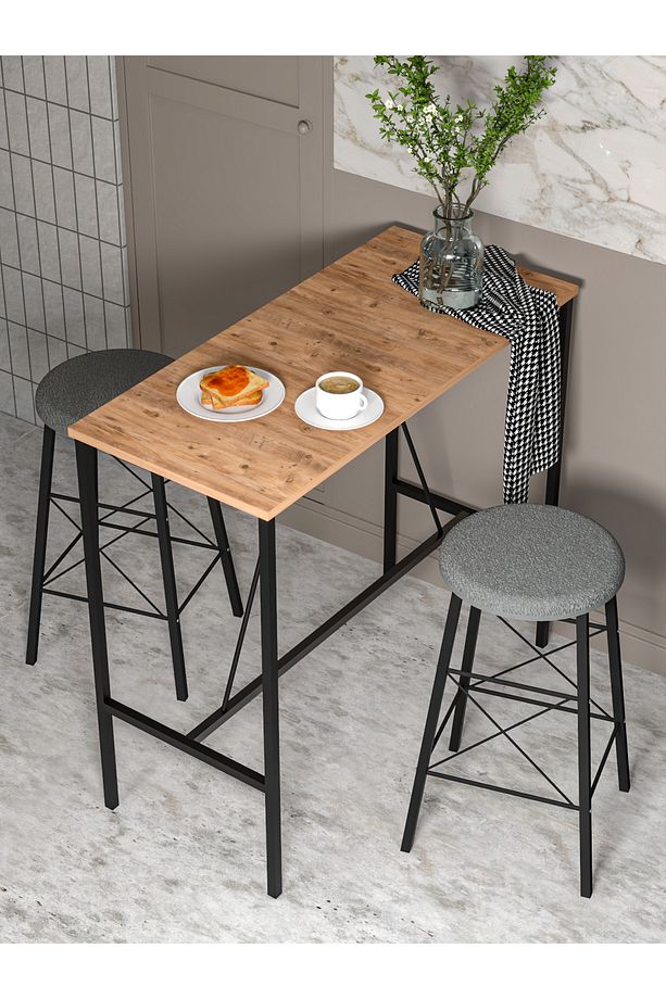 RETODESİGN YUVARLAK TABURELİ BAR TAKIMI 3651A - 5