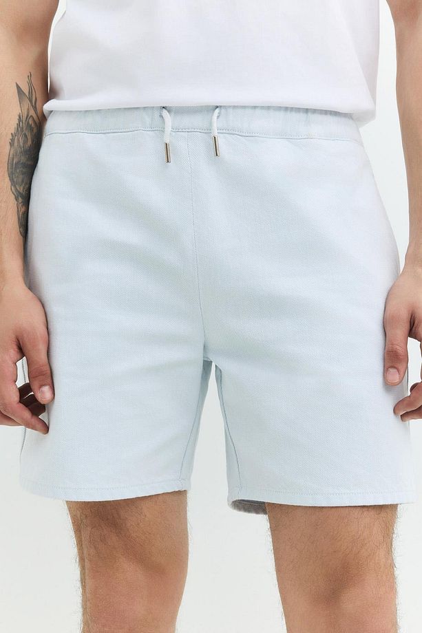 Regular Fit Bağcıklı Açık Mavi Erkek Şort - 5