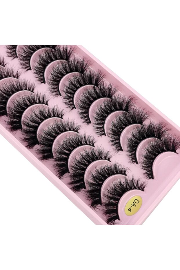 DA-4 False Eyelashes Cat-Eye Fluffy Faux Mink Lashes 8D Wispy Lashes 10 Pairs Pack Dramatic Long Thi