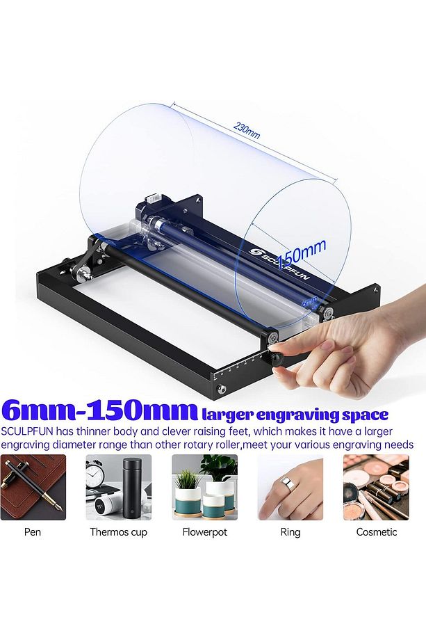 SCULPFUN Lazer Döner Silindir Kiti Gravür Makinesi İçin Y Ekseni Döner Silindir 360° Döner Rulo Seti - 3