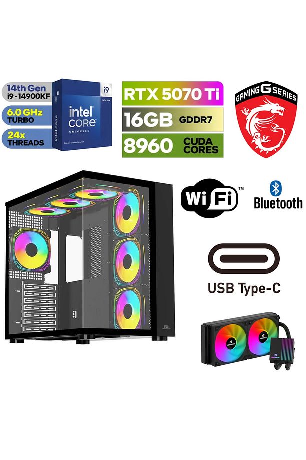 GAMİNG-DDR5-RTX-5070Tİ 16GB-İNTEL İ9 14900KF -64GB DDR5 RAM-1TB-M.2SSD-WİNDOWS 11 PRO-SIVI SOGUTMALI - 1