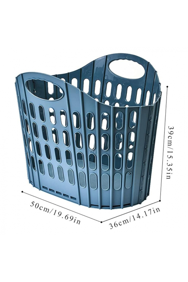 Large Foldable Plastic Basket, Blue - 2