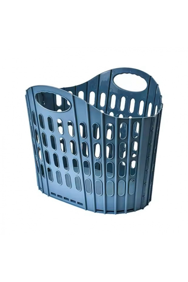 Large Foldable Plastic Basket, Blue - 1