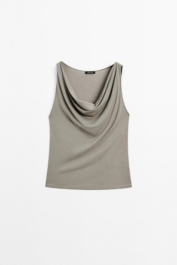 Drape yaka %100 pamuklu top - 4