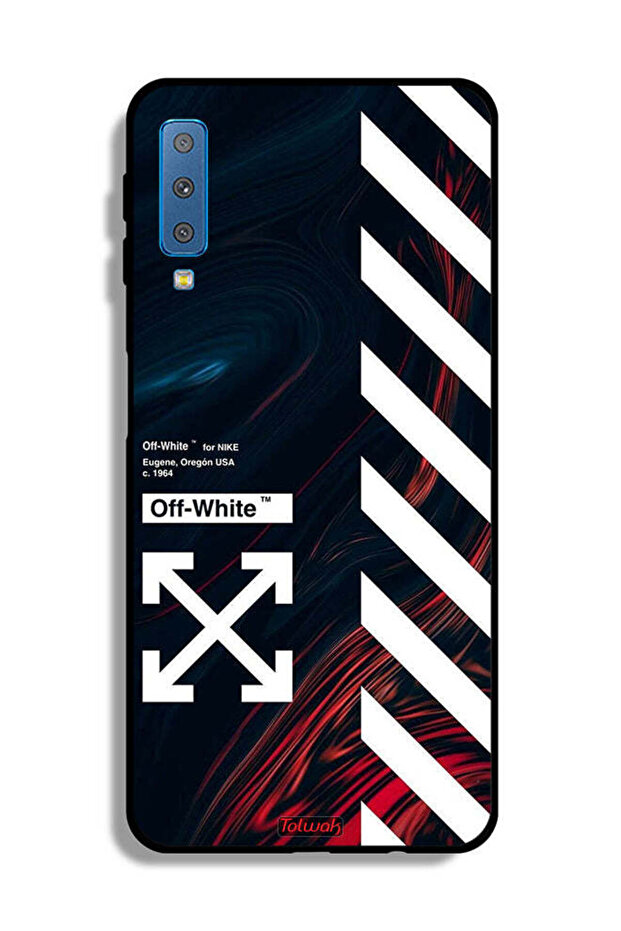 غطاء حماية لهاتف Samsung Galaxy A7 (2018) بملصق أبيض عاجي