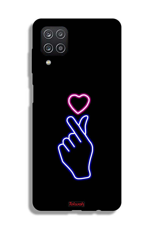 غطاء حماية لهاتف Samsung Galaxy A12 بتصميم قلب مزخرف