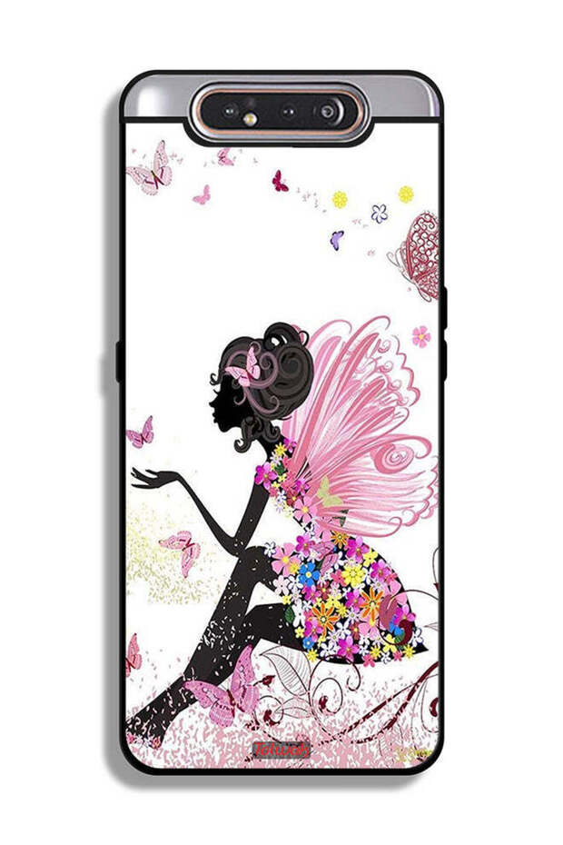 غطاء حماية لهاتف Samsung Galaxy A80 بتصميم فتاة الفراشة