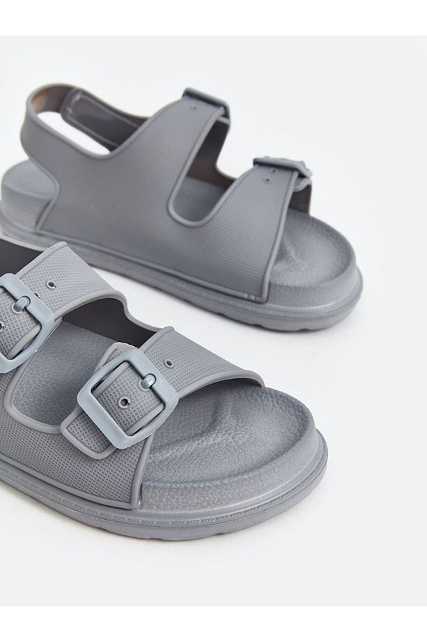 Gri Cırt Cırtlı Erkek Çocuk Sandalet - 3
