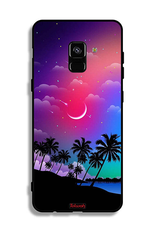 غطاء حماية لهاتف Samsung Galaxy A8 Plus (2018) بتصميم فن القمر في الليل