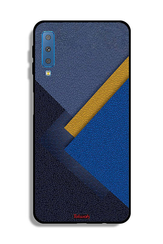 غطاء حماية لهاتف Samsung Galaxy A7 (2018) بنقشة مثلثات جلدية