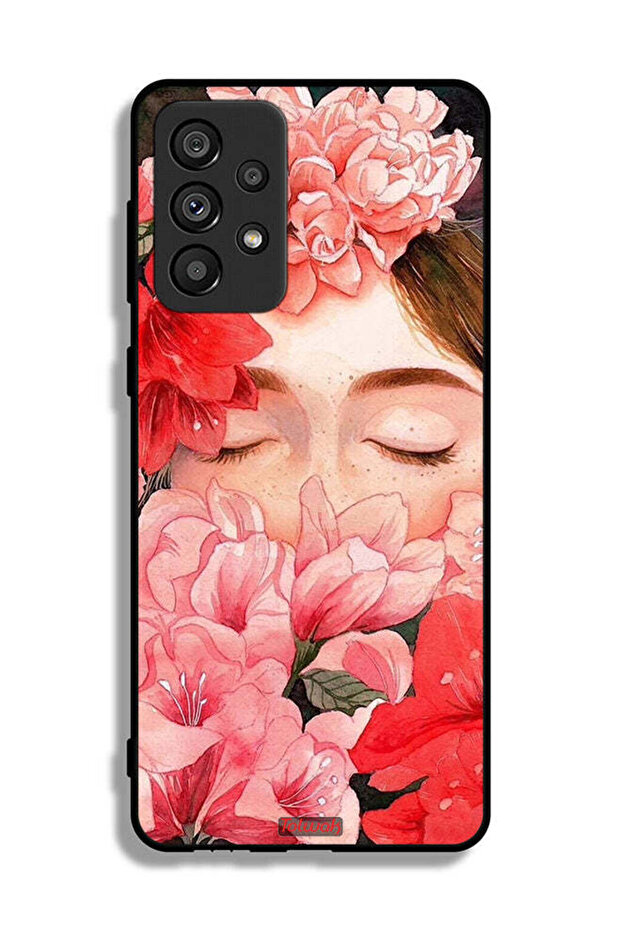 Samsung Galaxy A73 5G Protective Case Cover Girl Face Hide In Flowers Art