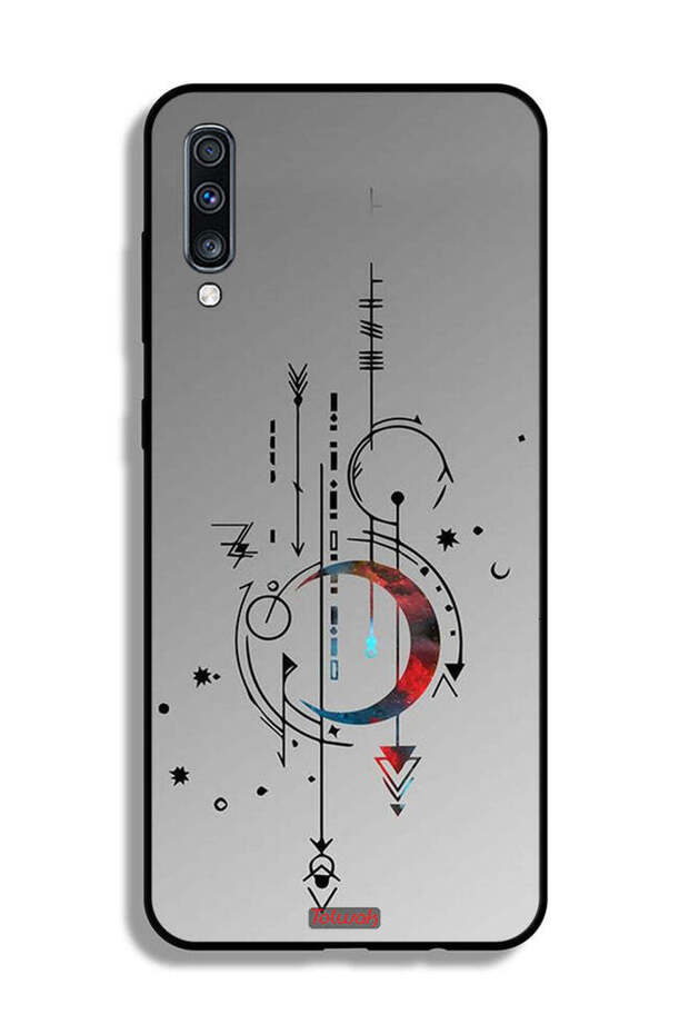 Samsung Galaxy A70 Protective Case Cover Moon And Arrows Art Pattern