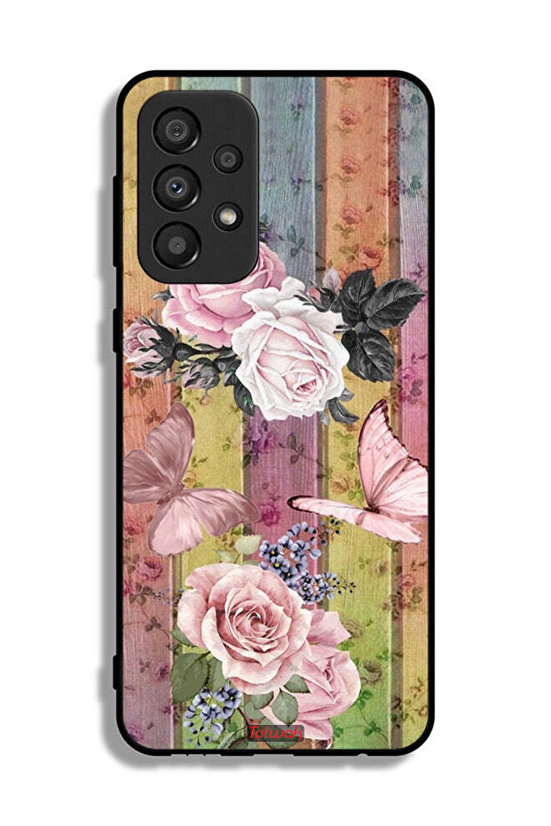 Samsung Galaxy A33 5G Protective Case Cover Peach Butterflies And Roses