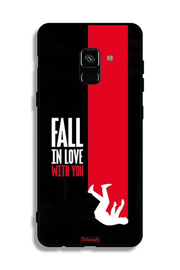 غطاء حماية لهاتف Samsung Galaxy A8 Plus (2018) مطبوع عليه عبارة "Fall In Love With You"