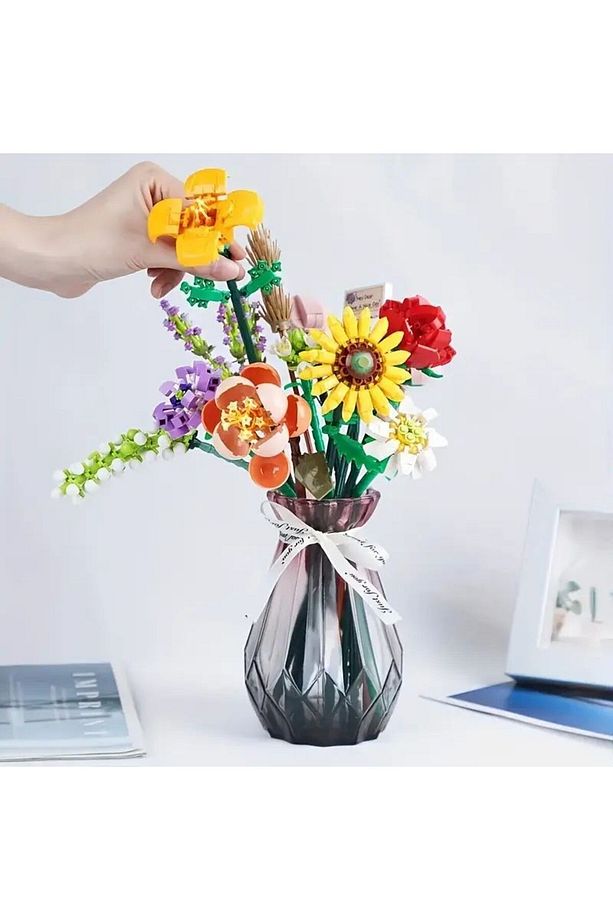Sunster Company™ Mini Ebedi Günebakan Çiçekler Yapı Blokları | Kendin Yap Seti– 568 Parça| Dekoratif - 9