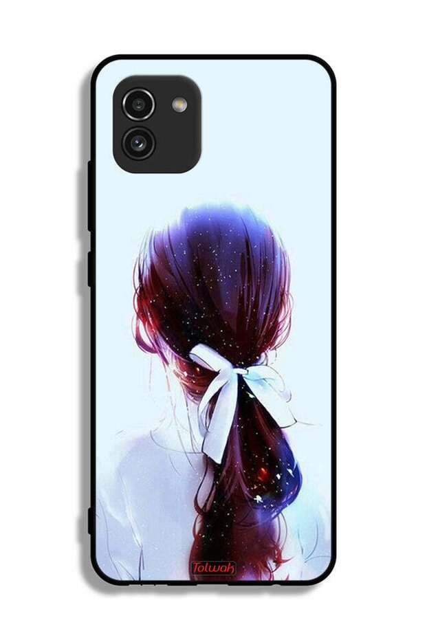 Samsung Galaxy A03 Protective Case Cover Tie Hair With Hairband Girl Art