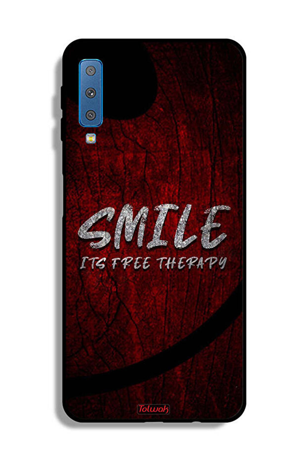 غطاء حماية لهاتف Samsung Galaxy A7 (2018) مطبوع عليه Smile Its Free Therapy