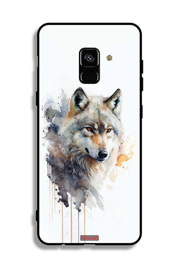 غطاء حماية لهاتف Samsung Galaxy A8 Plus (2018) بتصميم فن تجريدي من الذئب