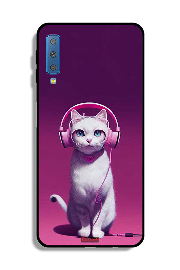 غطاء حماية لهاتف Samsung Galaxy A7 (2018) بتصميم قطة لطيفة