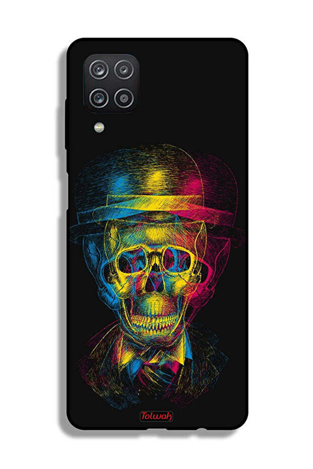 Samsung Galaxy M12 Protective Case Cover Skull Colorful Hat Fantasy Art