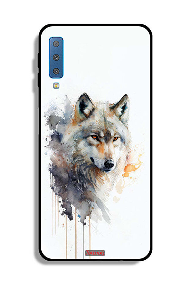 غطاء حماية لهاتف Samsung Galaxy A7 (2018) بتصميم فن تجريدي من الذئب