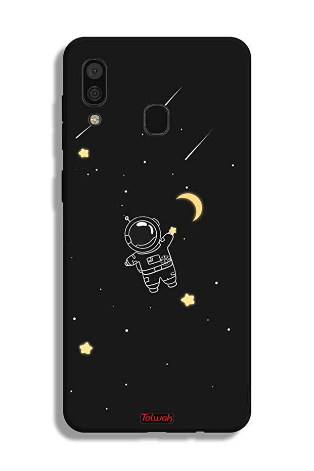 غطاء حماية لهاتف Samsung Galaxy A20 بتصميم مشبك فني لرائد فضاء