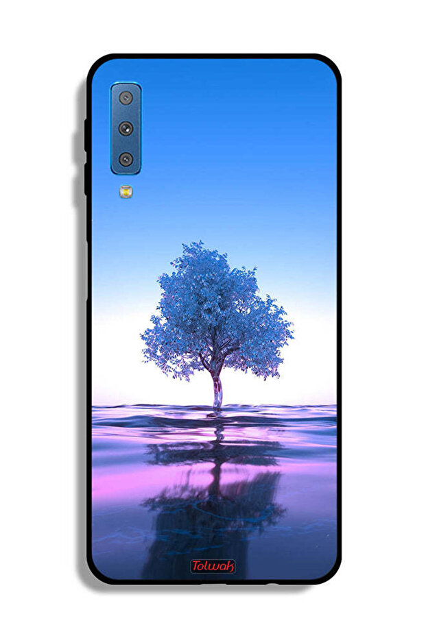 Samsung Galaxy A7 (2018) Protective Case Cover Tree Neon Body Of Water Reflection Digital Art