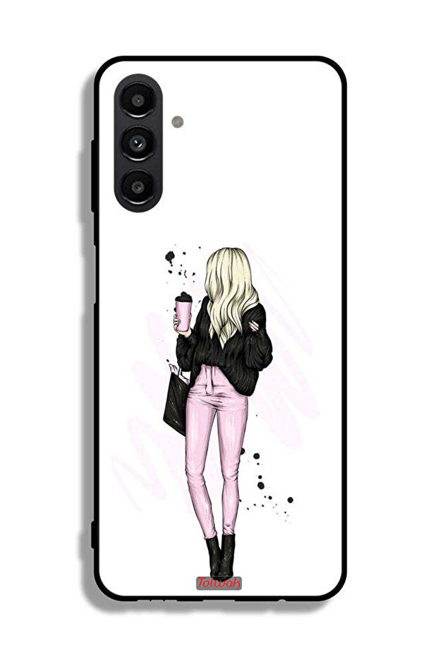 Samsung Galaxy A13 5G Protective Case Cover Girl Holding Coffee Cup Art