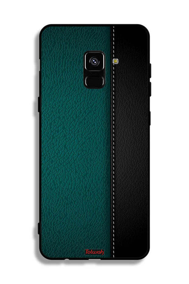 غطاء حماية جلدي بنمط هندسي لهاتف Samsung Galaxy A8 Plus (2018)