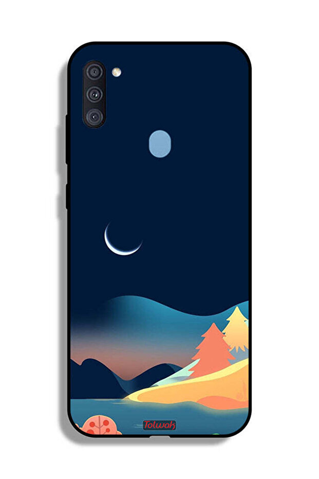 غطاء حماية لهاتف Samsung Galaxy A11 بتصميم رسم تجريدي للقمر