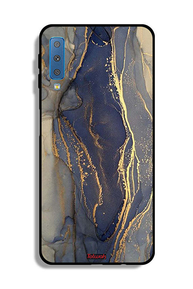 غطاء حماية لهاتف Samsung Galaxy A7 (2018) بنمط رخامي لامع