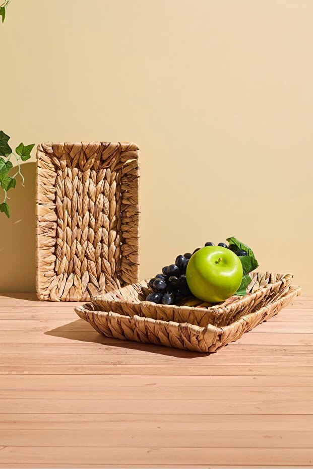 Cliento 3'lü Dikdörtgen Hasır Sunum Seti - 1