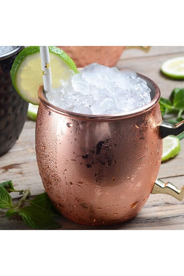 Moscow Mule Kupa Bakır Gövde, Altın Kulp - 4