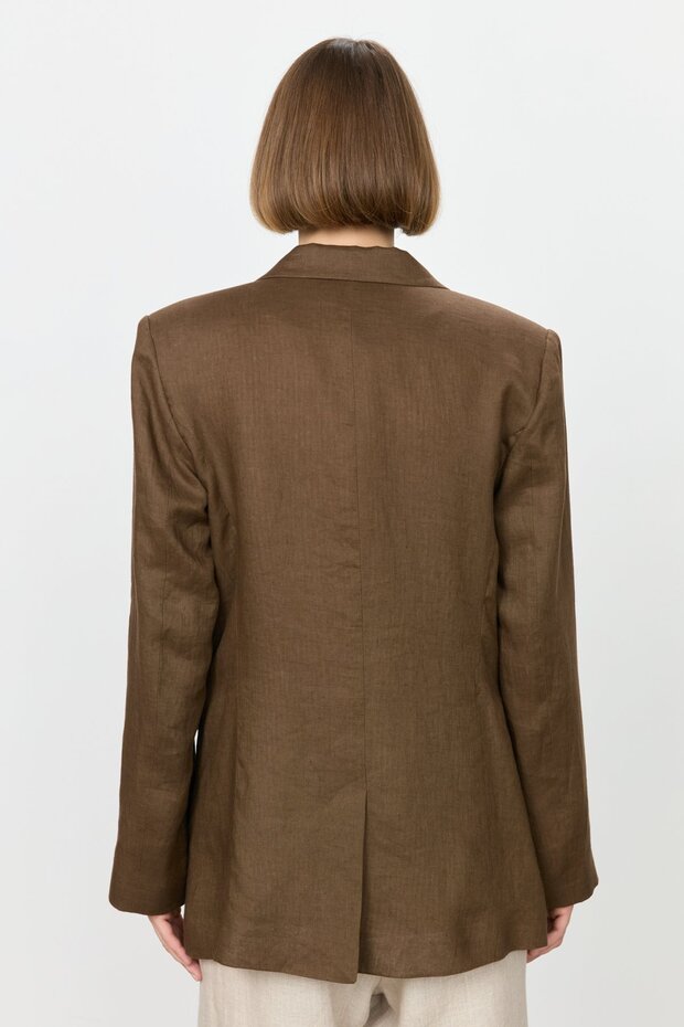 Linen Blazer Jacket Brown - 7