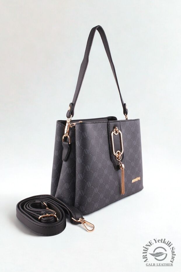 Original Armine Premium Quality Women's Shoulder and Hand Bag Suitable for Daily Use 361 Black Dots