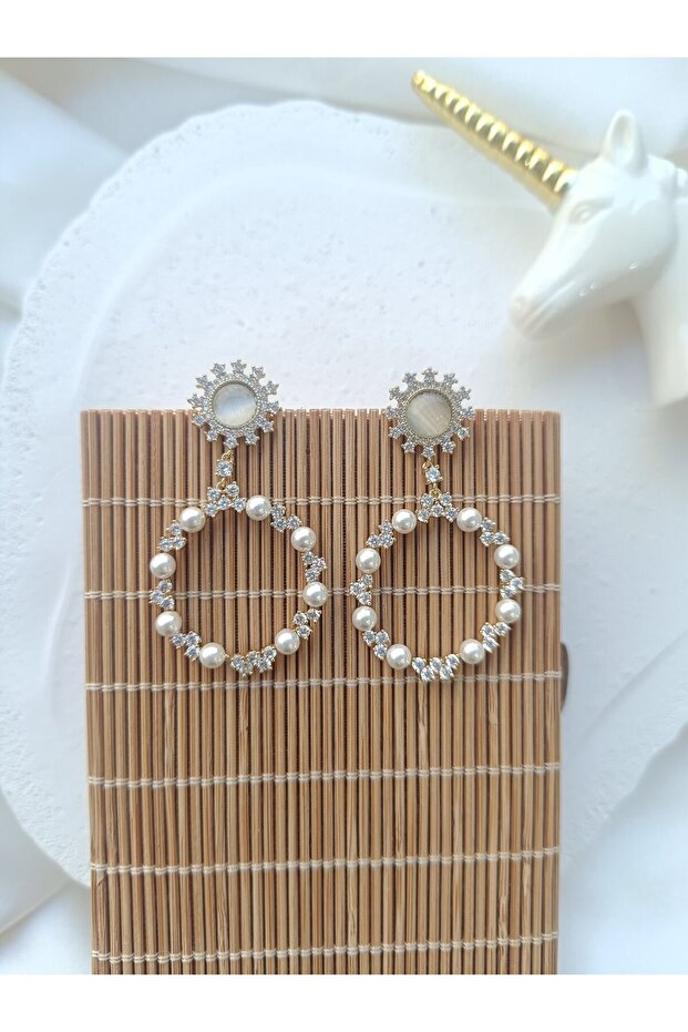 Taşlı Tasarım Küpe - 1