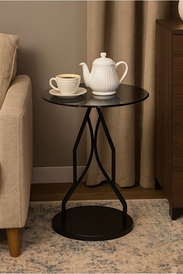 طاولة خدمة جانبية زجاج أسود - 1