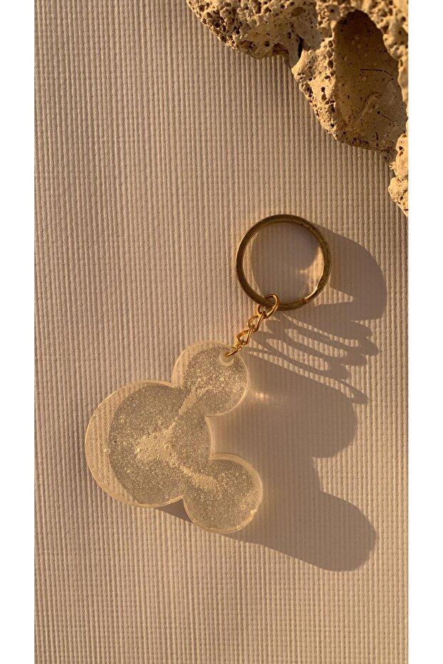 Transparent Color and Glitter Mickey Mouse Keychain Gold Accessory Handmade Epoxy Gift